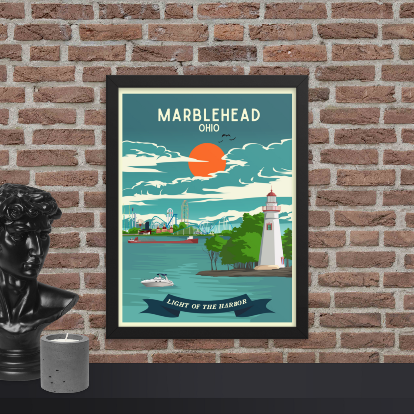 Marblehead, Ohio - Retro Travel Poster / Wall Art (Framed)