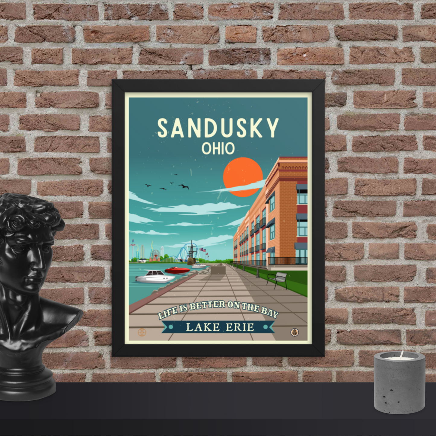 Sandusky, Ohio - Retro Travel Poster / Wall Art (Framed)