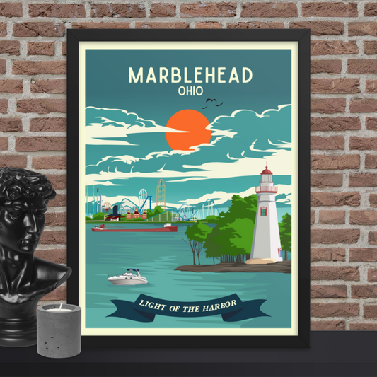 Marblehead, Ohio - Retro Travel Poster / Wall Art (Framed)