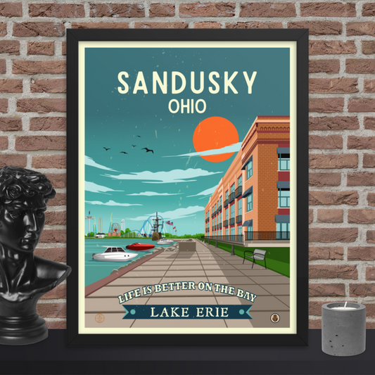 Sandusky, Ohio - Retro Travel Poster / Wall Art (Framed)