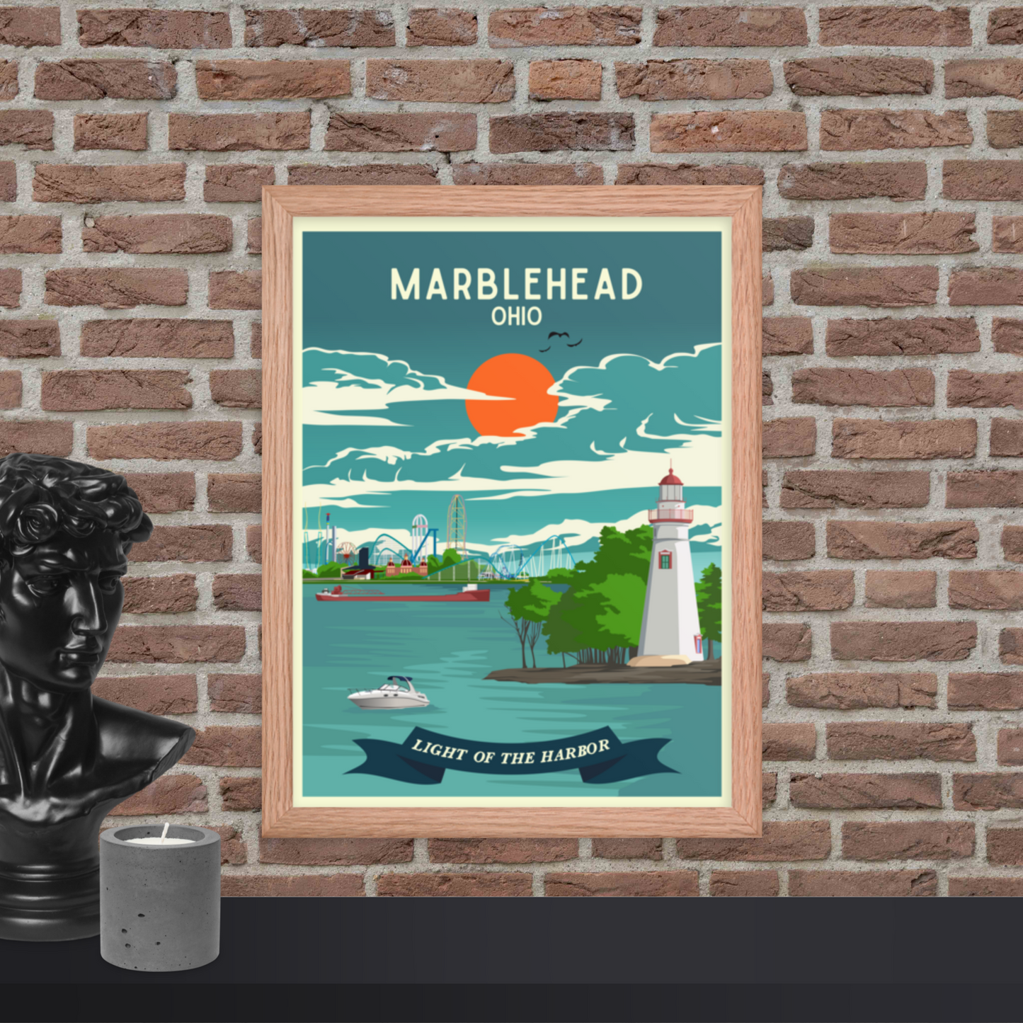 Marblehead, Ohio - Retro Travel Poster / Wall Art (Framed)