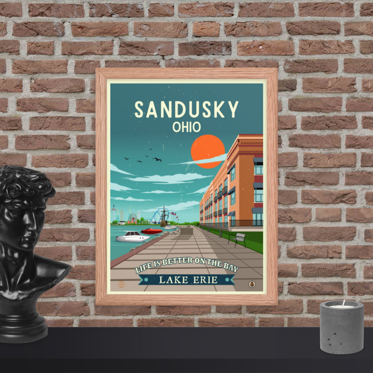 Sandusky, Ohio - Retro Travel Poster / Wall Art (Framed)