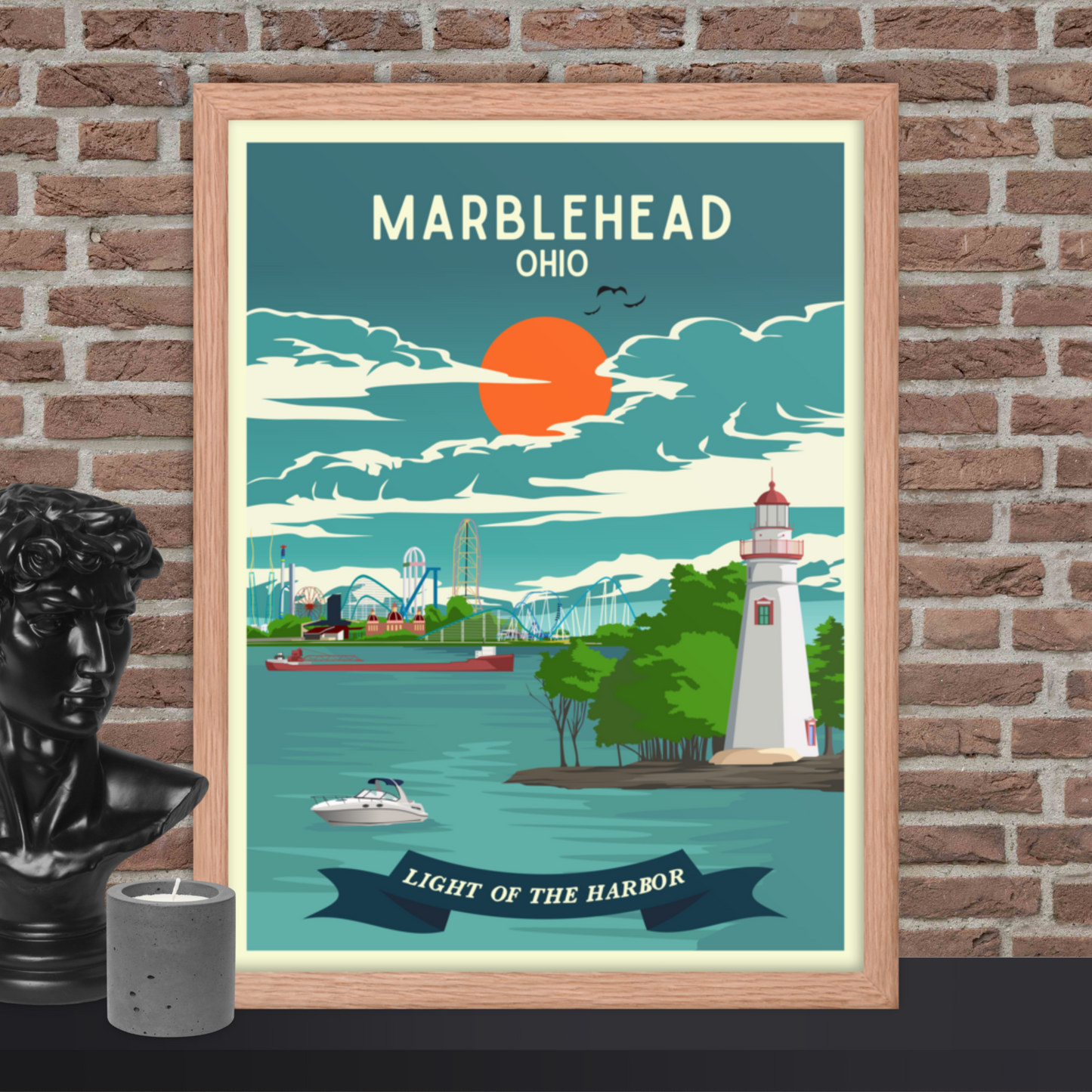 Marblehead, Ohio - Retro Travel Poster / Wall Art (Framed)