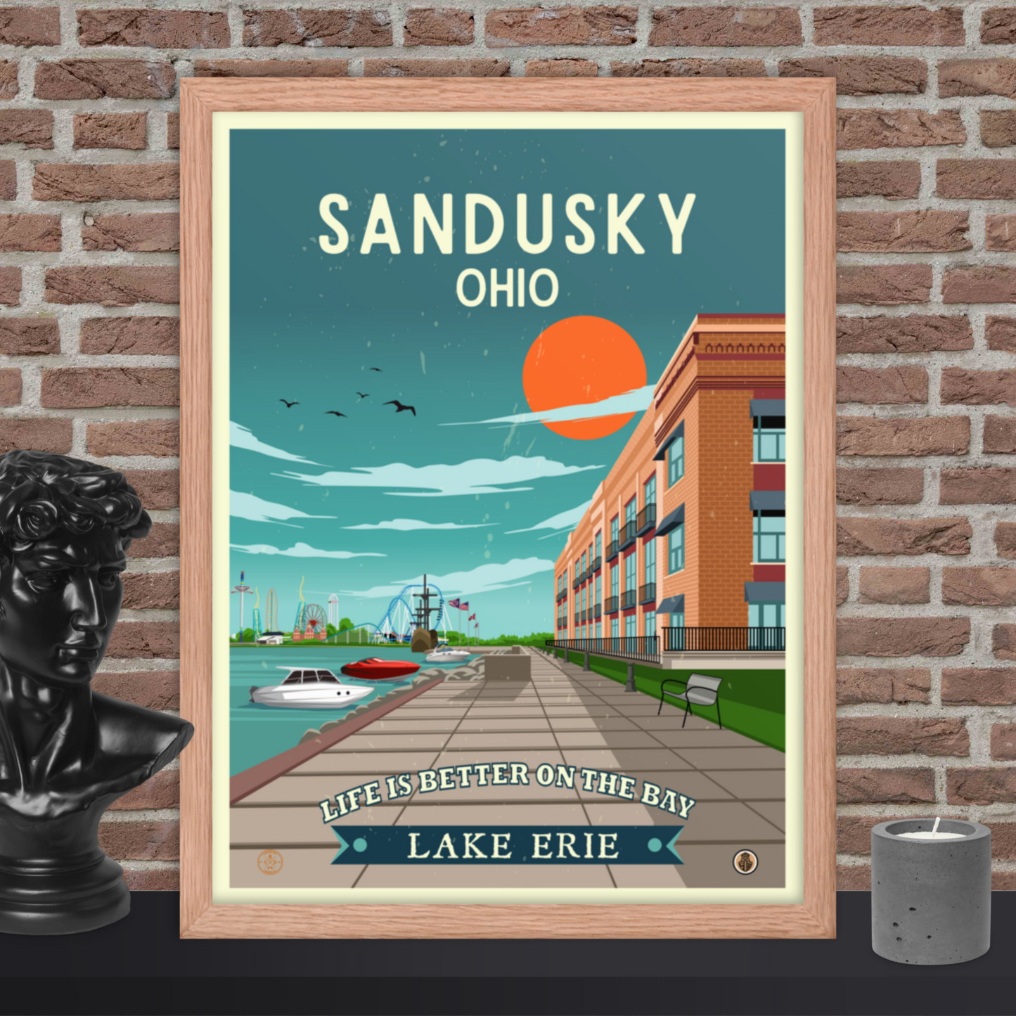 Sandusky, Ohio - Retro Travel Poster / Wall Art (Framed)