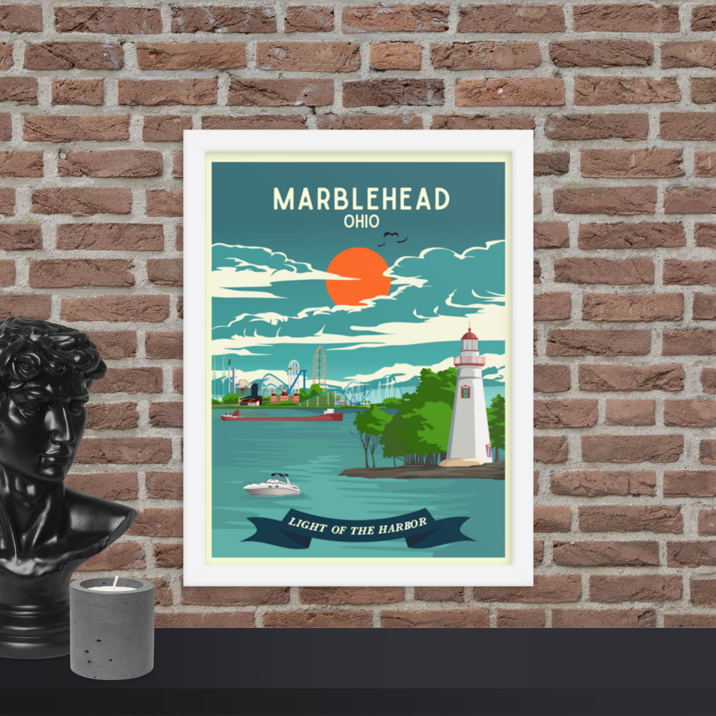 Marblehead, Ohio - Retro Travel Poster / Wall Art (Framed)