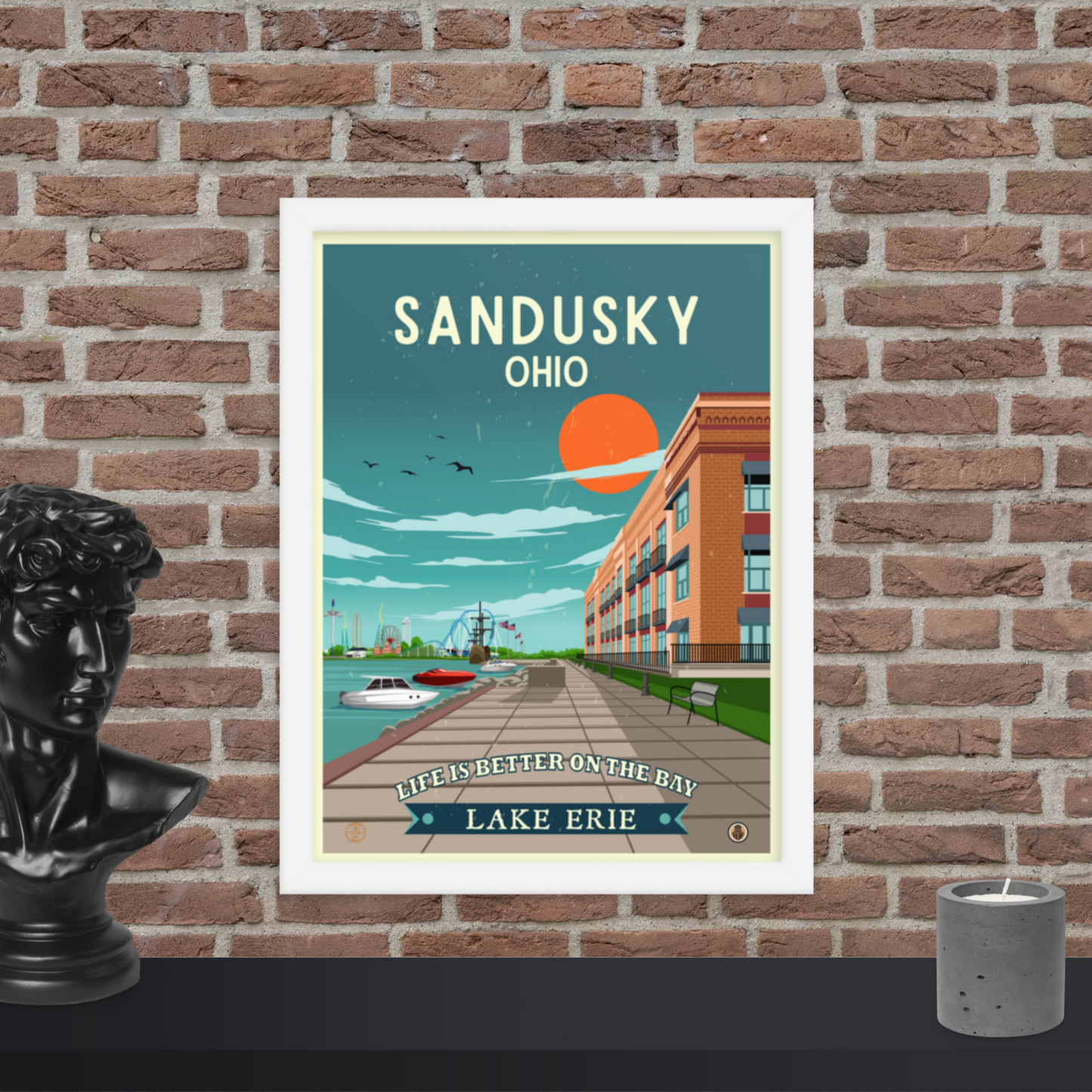 Sandusky, Ohio - Retro Travel Poster / Wall Art (Framed)