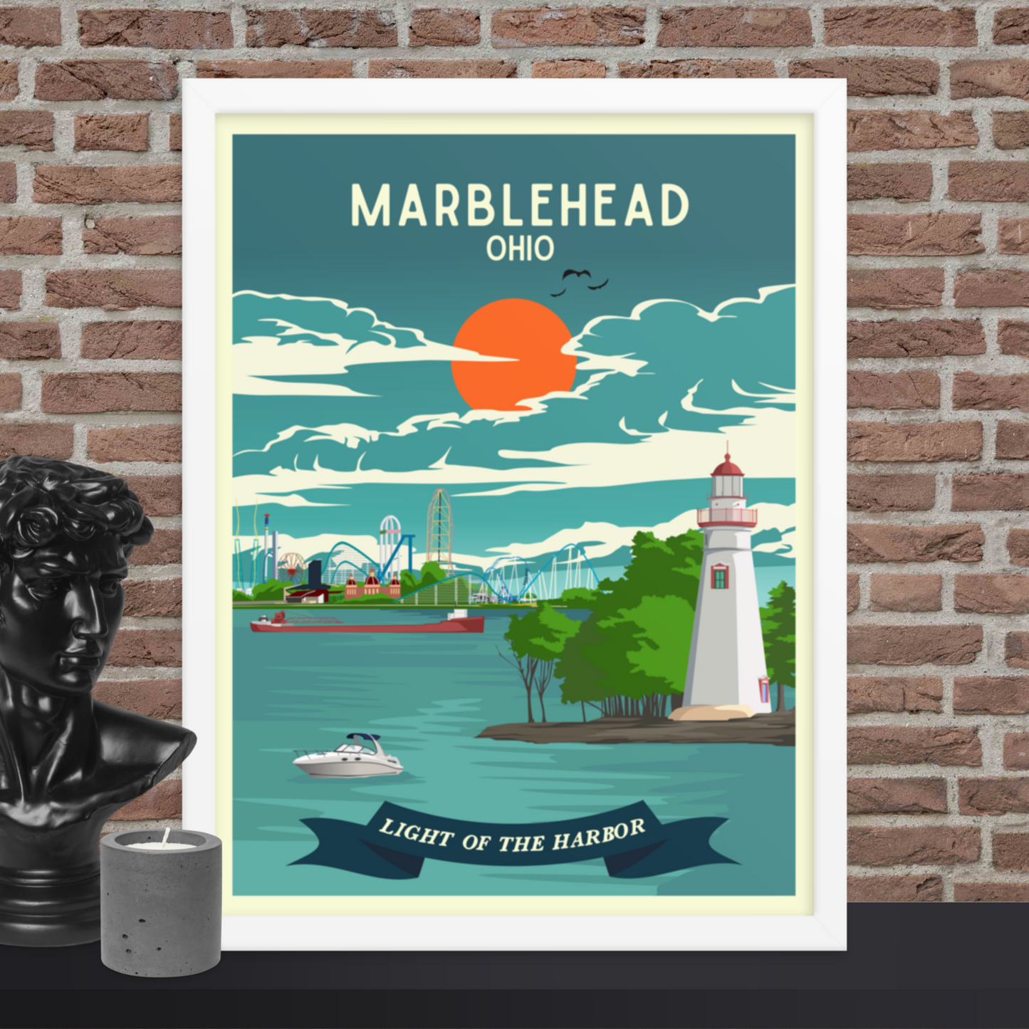 Marblehead, Ohio - Retro Travel Poster / Wall Art (Framed)