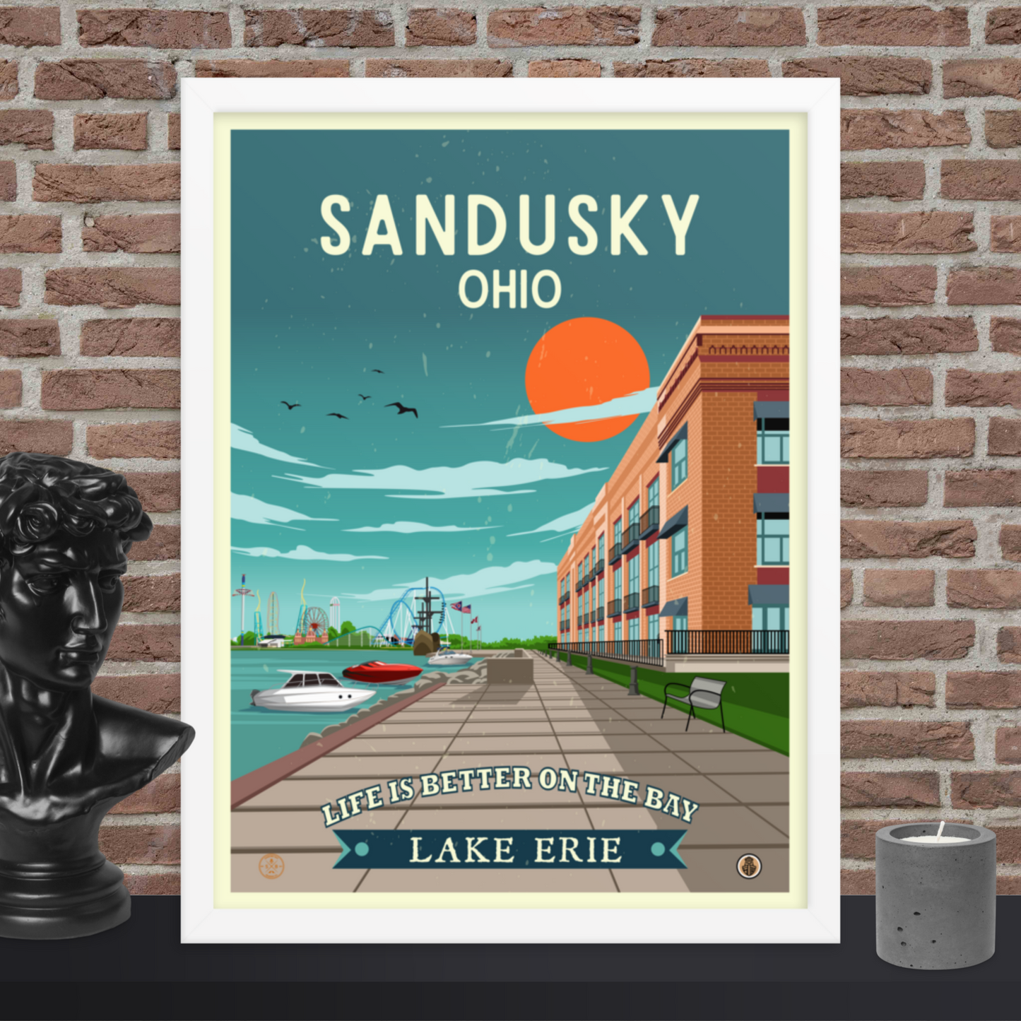 Sandusky, Ohio - Retro Travel Poster / Wall Art (Framed)