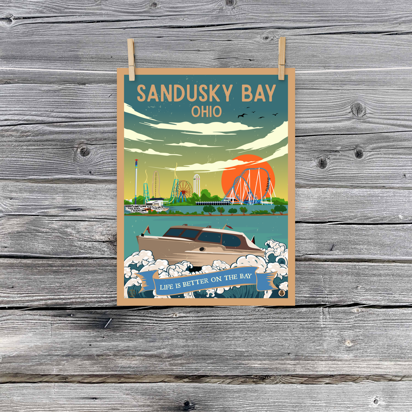 Sandusky Bay, Ohio - Retro Travel Poster / Wall Art (Unframed)