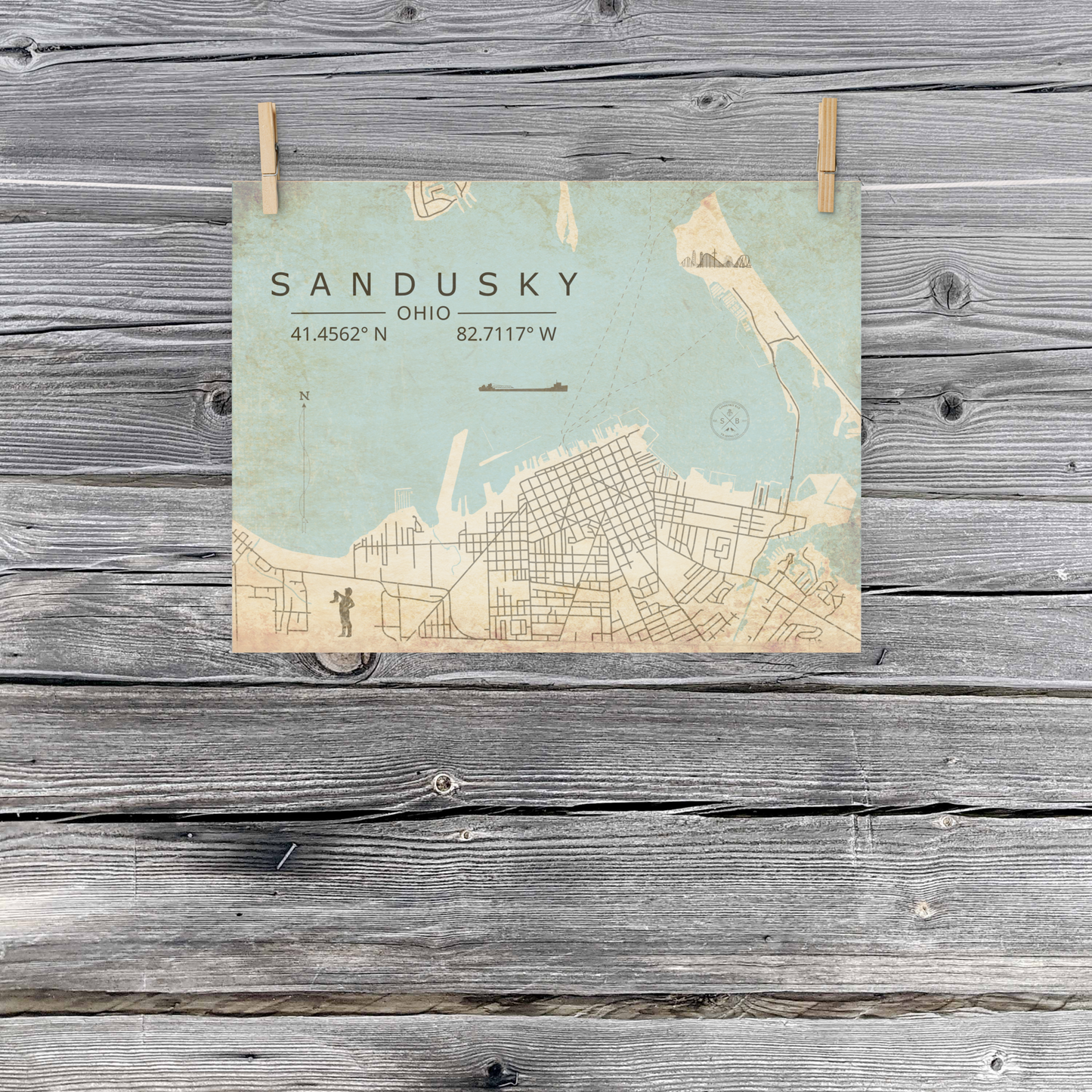 Sandusky, Ohio - Minimalist Map/Wall Art (Unframed)