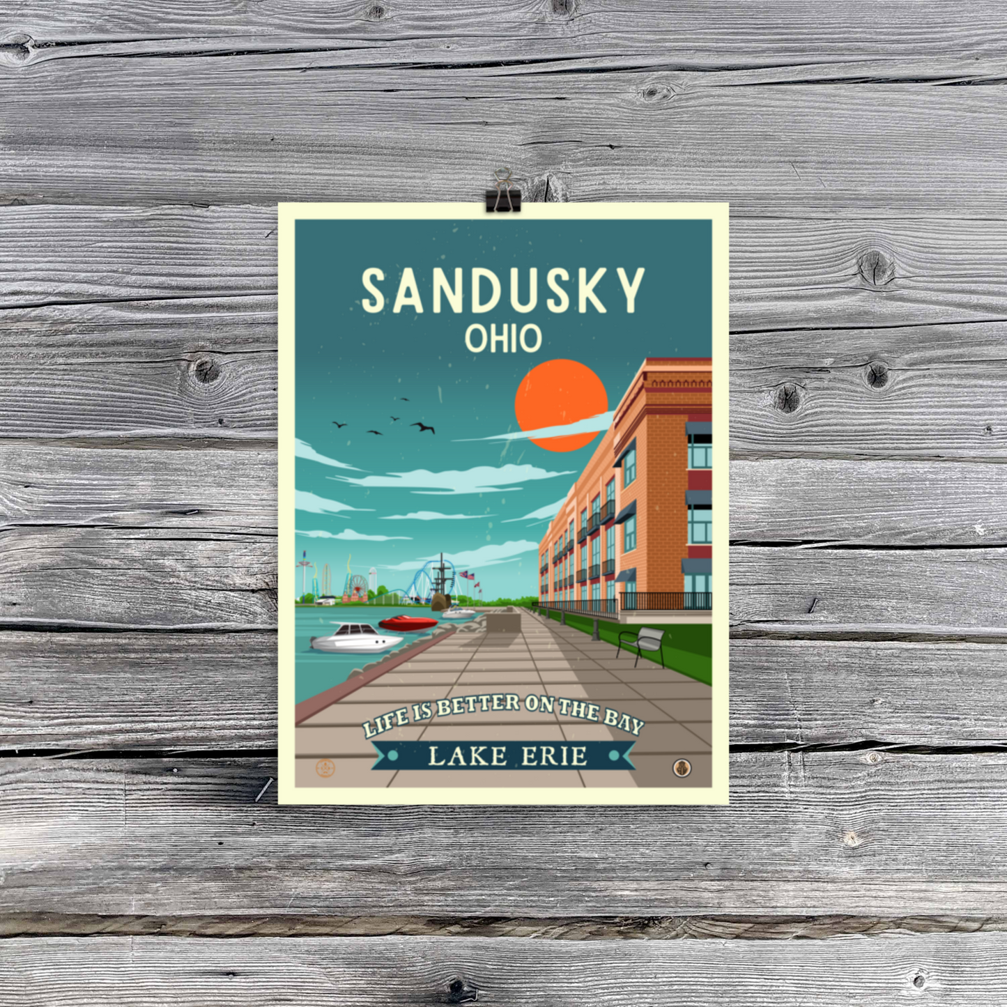 Sandusky, Ohio - Retro Travel Poster / Wall Art (Unframed)