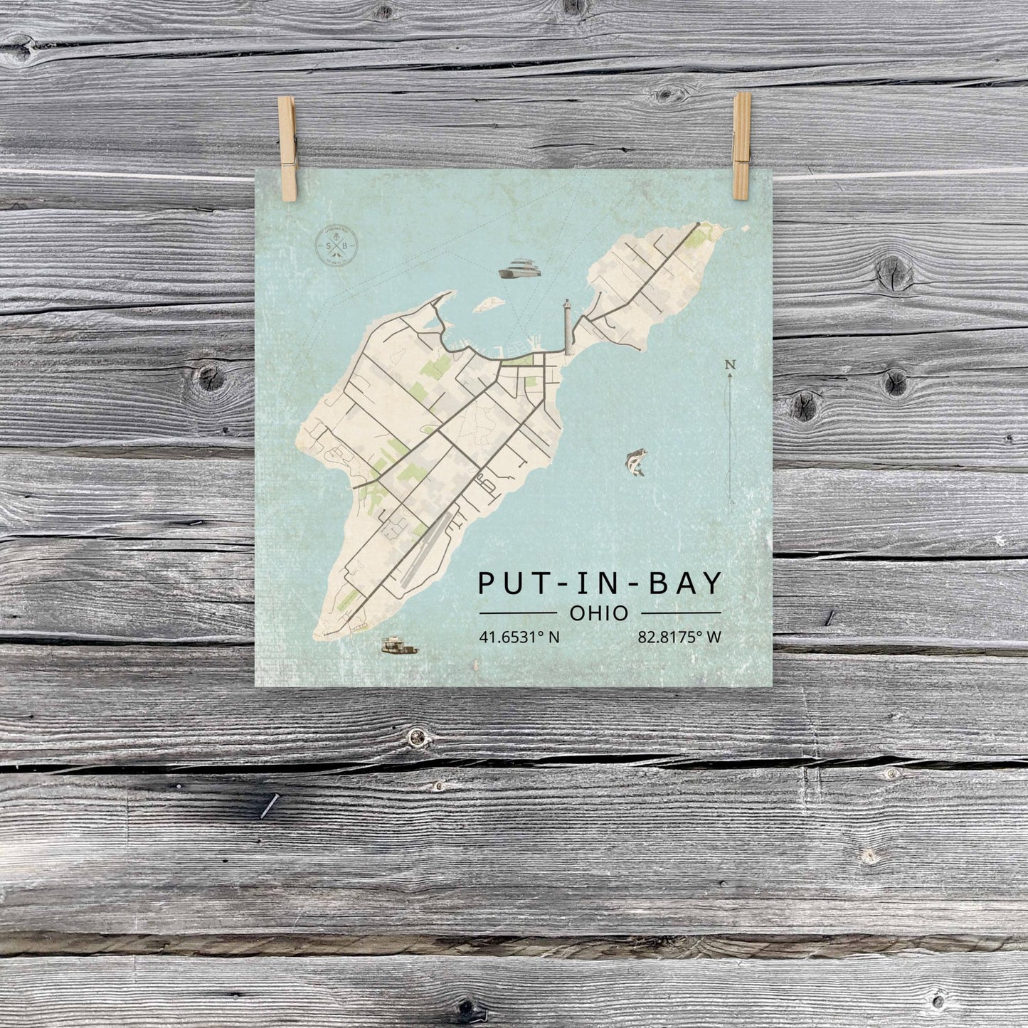 Put-in-Bay, Ohio - Minimalist Map / Wall Art (Unframed)