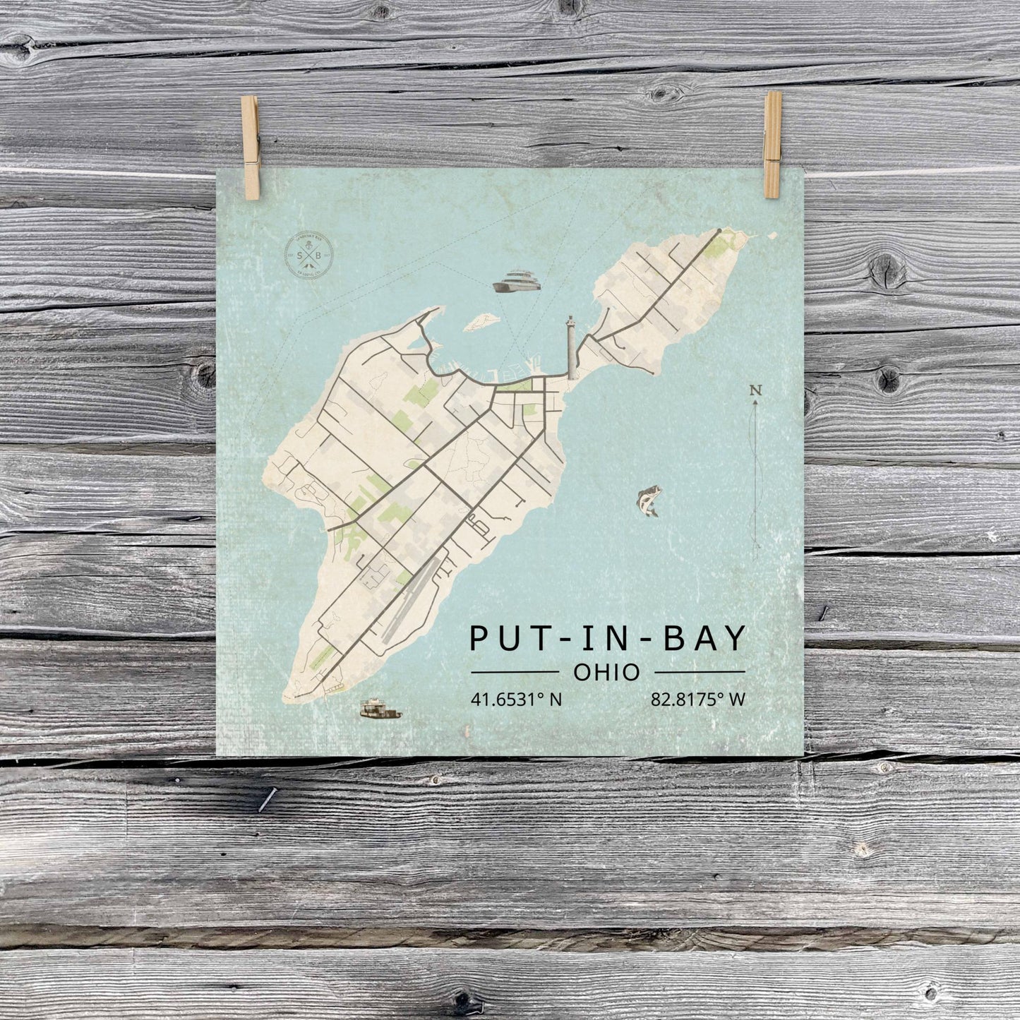 Put-in-Bay, Ohio - Minimalist Map / Wall Art (Unframed)