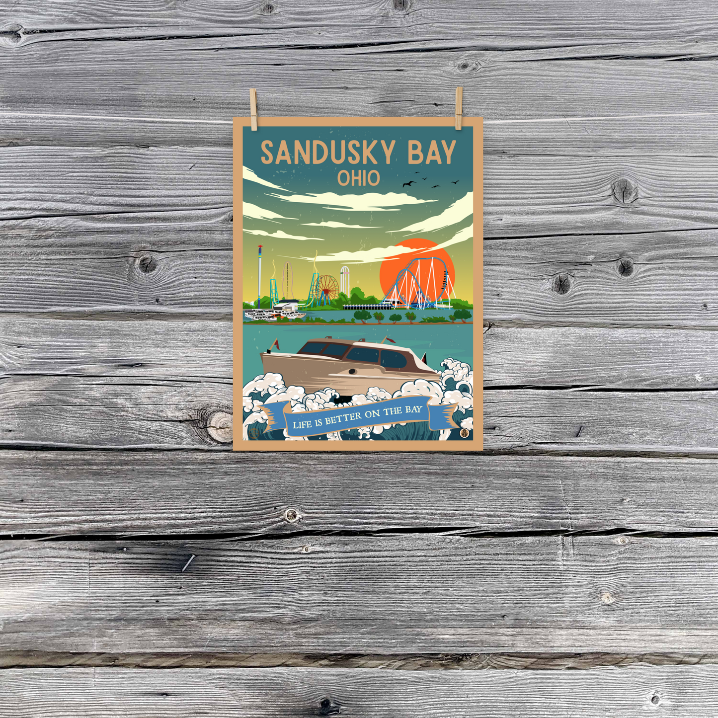 Sandusky Bay, Ohio - Retro Travel Poster / Wall Art (Unframed)