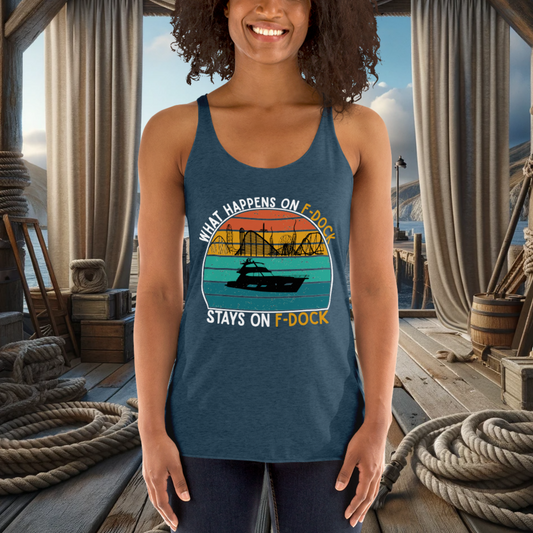 What Happens on F-Dock - Women's Racerback Tank